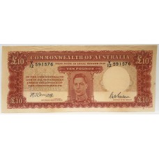 AUSTRALIA 1943 . TEN  10  POUNDS BANKNOTE . VERY SCARCE